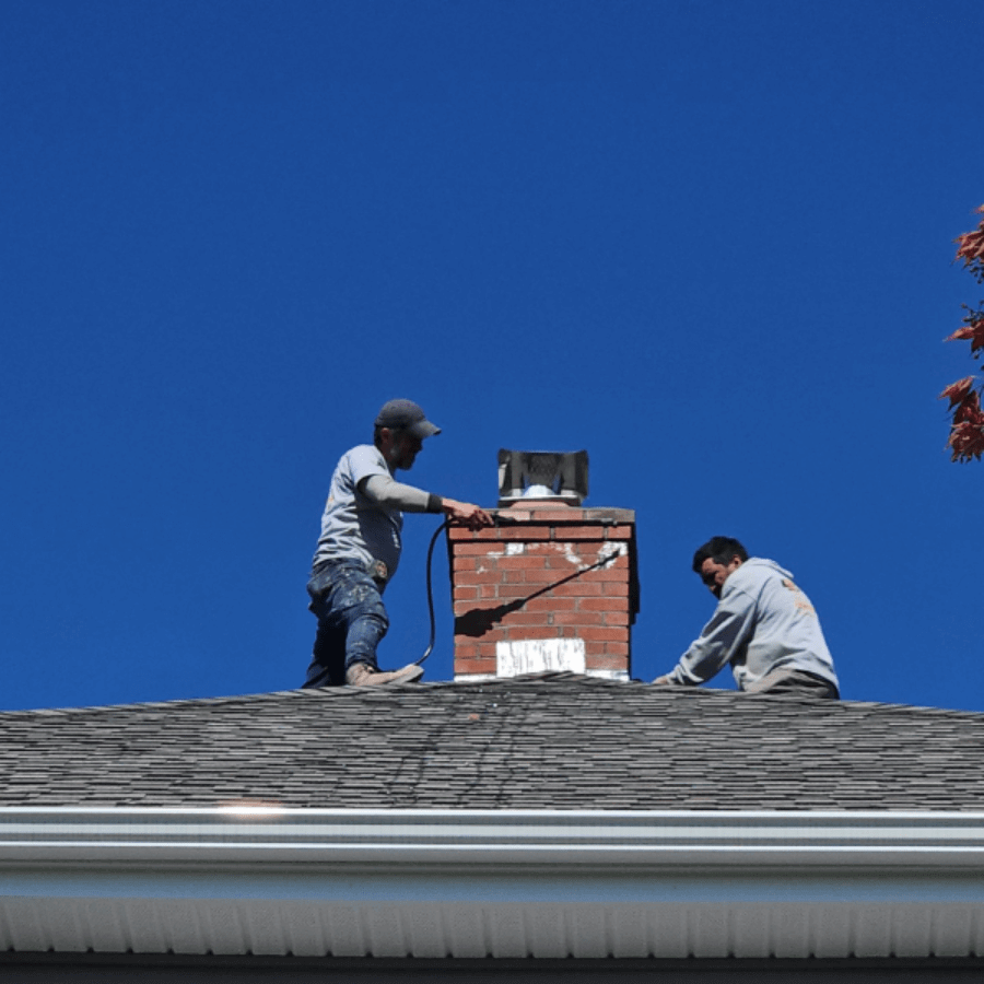 Brick chimney restoration work being done in Canaan, CT